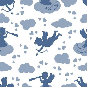 Vector seamless pattern Valentine's Day Cupid Illustrazione stock