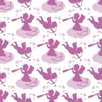 Vector seamless pattern Valentine's Day Cupid Illustrazione stock