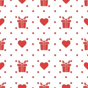 Vector seamless pattern Valentine's Day Gift Heart Stock Illustration