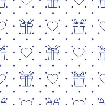 Vector seamless pattern Valentine's Day Gift Heart Stock Illustration
