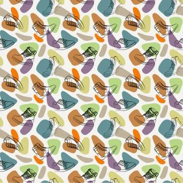 Vector seamless pattern of variety men shoes 스톡 일러스트