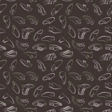 Vector seamless pattern of variety men shoes Illustrazione stock