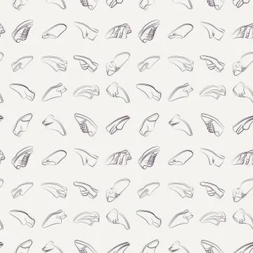 Vector seamless pattern of variety men shoes イラスト素材