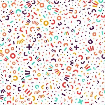 Vector seamless pattern with variou simple geometric shapes on white backgr.. 스톡 일러스트