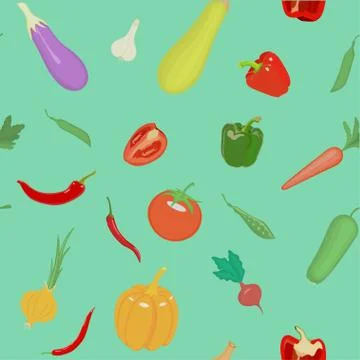 Vector seamless pattern with vegetables. Can be used for wallpap Stock Illustration