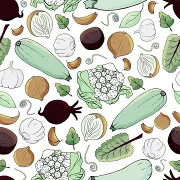 Vector seamless pattern with vegetables Illustrazione stock
