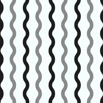 Vector seamless pattern, vertical wavy lines, smooth bends. Simple monochro.. Illustrazione stock