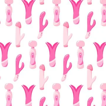 Vector seamless pattern with vibrators. Stock Illustration