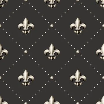 Vector Seamless Pattern with Vintage 3d Realistic Metal Bronze Color Fleur De Ilustración de archivo