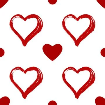 Vector seamless pattern with watercolor heart. Stock Illustration