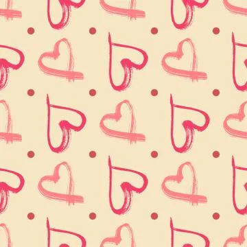 Vector seamless pattern with watercolor heart. Stock Illustration