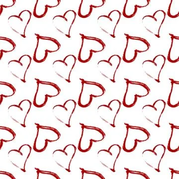 Vector seamless pattern with watercolor heart. Stock Illustration