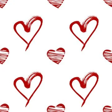 Vector seamless pattern with watercolor heart. Stock Illustration