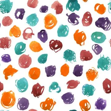 Vector Seamless Pattern with Watercolor Scribbles Stock Illustration
