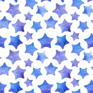 Vector seamless pattern with watercolor stars Stock Illustration