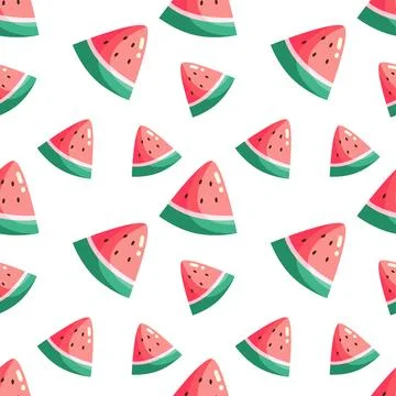 Vector seamless pattern with watermelon Stock Illustration