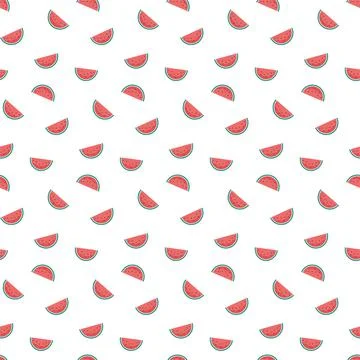 Vector seamless pattern with watermelon wedges. A nice summer print. Stock Illustration