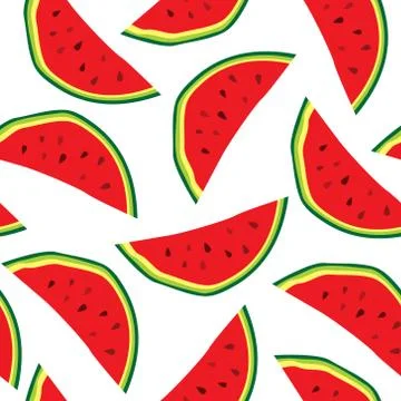 Vector seamless pattern with watermelons background design Stock Illustration