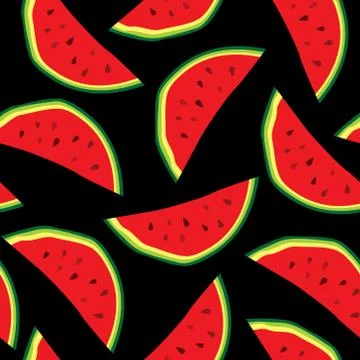 Vector seamless pattern with watermelons background design Stock Illustration