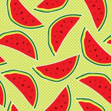 Vector seamless pattern with watermelons background design Stock Illustration