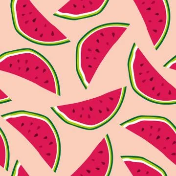Vector seamless pattern with watermelons background design Stock Illustration
