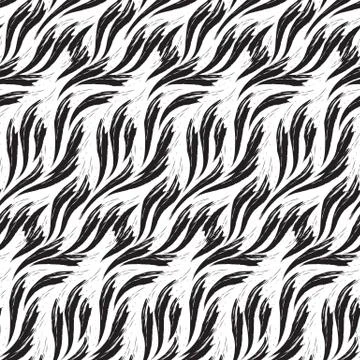 Vector seamless pattern of waves drawn by paints of black color isolated on イラスト素材