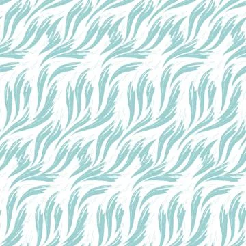Vector seamless pattern of waves painted by paints of blue isolated on white Illustrazione stock