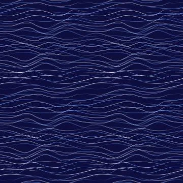 Vector seamless pattern with wavy drawn lines on a blue background 스톡 일러스트