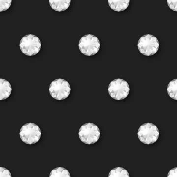 Vector Seamless Pattern with White 3d Realistic Transparent Round Glowing Stock Illustration