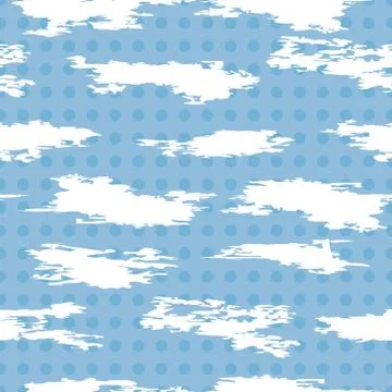 Vector seamless pattern of white abstract cloudlike shapes Stock Illustration