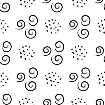 Vector seamless pattern on a white background, black repeating elements Stock Illustration
