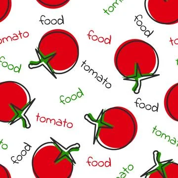 Vector seamless pattern on a white background. Tomato. Food Illustrazione stock