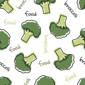 Vector seamless pattern on a white background. Broccoli. Food Stock Illustration