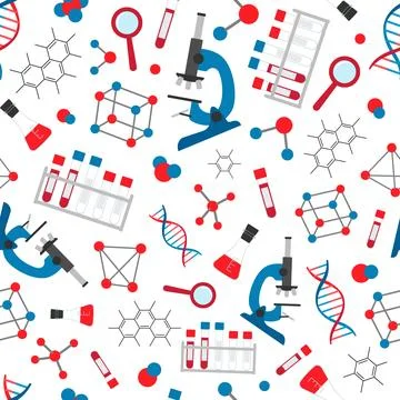 Vector seamless pattern on a white background on the theme of DNA, blood test イラスト素材