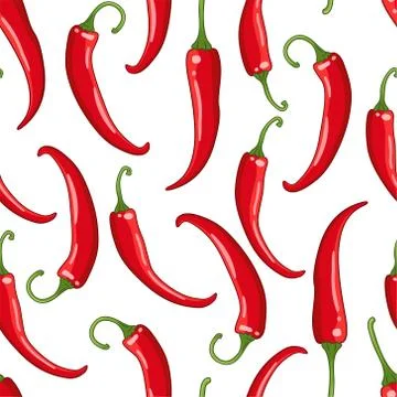 Vector seamless pattern white with chilli pepper Stock Illustration