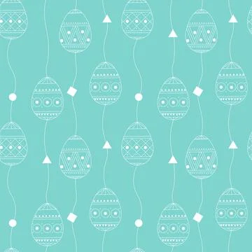 Vector seamless pattern with white contour eggs. Easter holiday background eg イラスト素材