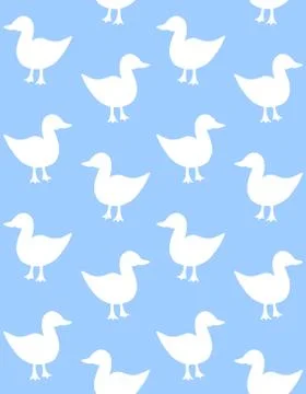 Vector seamless pattern of white doodle duck Stock Illustration