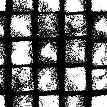 Vector seamless pattern with white grunge textured shapes on black background Stock Illustration