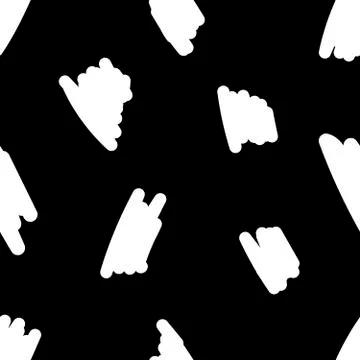 Vector seamless pattern of white hand-drawn brush stroke isolated on a black Illustrazione stock