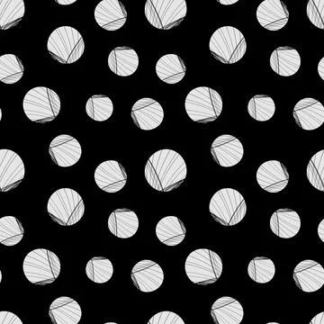 Vector seamless pattern of white hand-drawn circles polka dot isolated on a b Stock Illustration