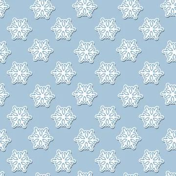 Vector seamless pattern with White snowflakes  on a blue Stock Illustration