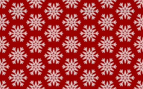 Vector Seamless Pattern of White Snowflakes on a Red Background Stock Illustration