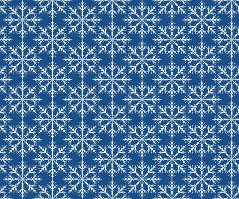 Vector seamless pattern with white snowflakes on a blue background. Winter ba Stock Illustration