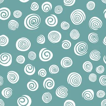 Vector seamless pattern with white spirals on blue background. Abstract backg Stock Illustration