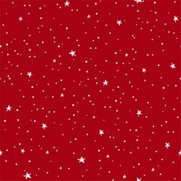 Vector seamless pattern. White stars and dots on a red background. Background Illustrazione stock