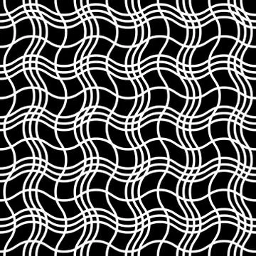 Vector seamless pattern. White wavy lines are intertwined to form squares on a Illustrazione stock