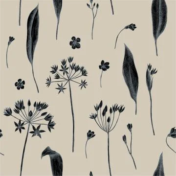 Vector seamless pattern of wild garlic. Hand drawn vector illustration 스톡 일러스트