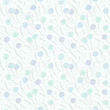 Vector seamless pattern with wildflowers and herbs. These are elegant lines.. Stock Illustration