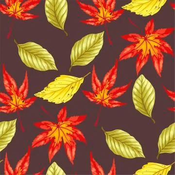 Vector seamless pattern wirh autumn bright leaves 스톡 일러스트