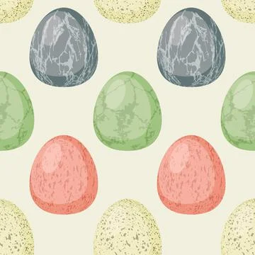Vector Seamless Pattern wit Whole Textured Eggs. Vector Flat Cartoon Hand Drawn Stock Illustration